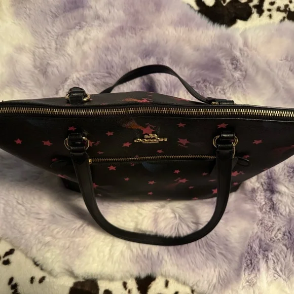 Coach Disco Star Print Crossgrain Leather Gallery Tote Bag - Picture 12 of 12